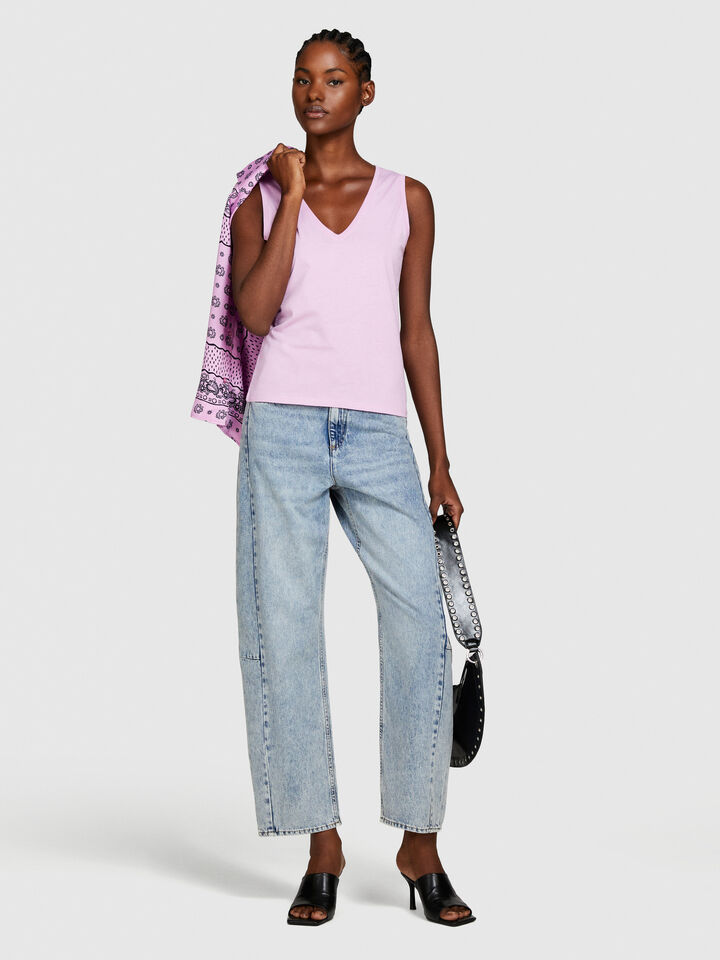 Tank top in 100% cotton - women's tops - Soft Pink | Sisley image number 1